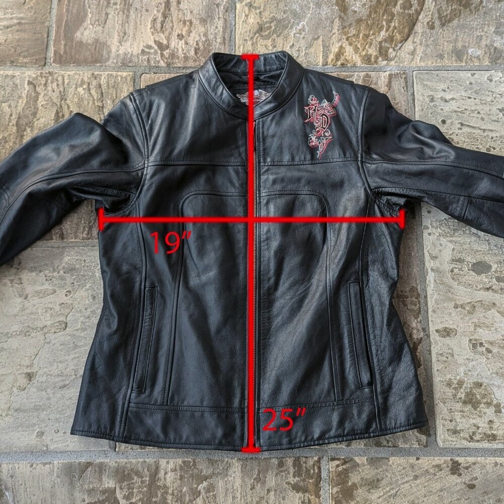 Harley Davidson Women’s Crimson Heart Leather Jacket/Winged Heart (Size: M) - Picture 9 of 11